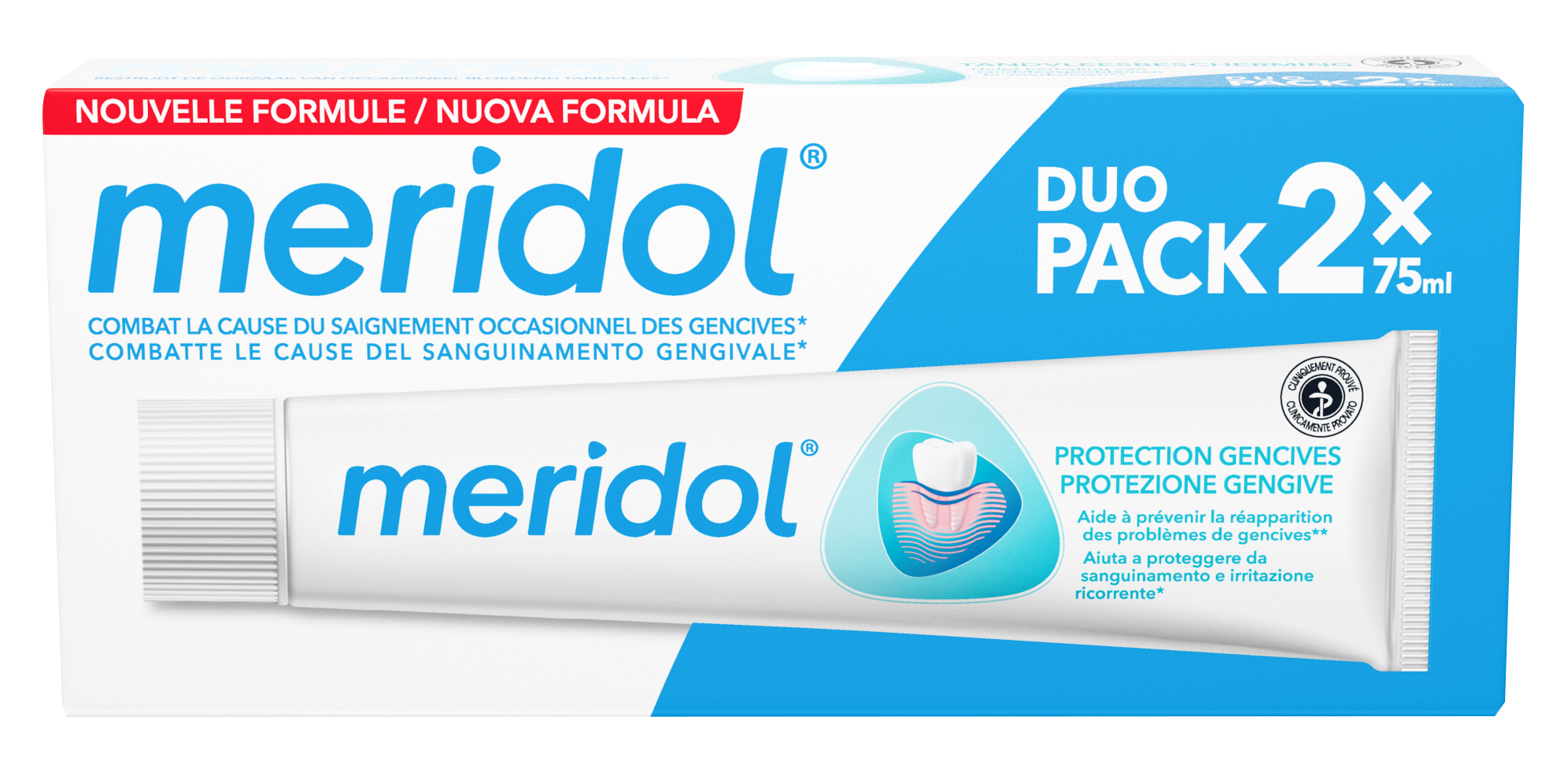 image Meridol Dentifrice Duo PROTECTION GENCIVES Lot de 2 tubes de 75ml
